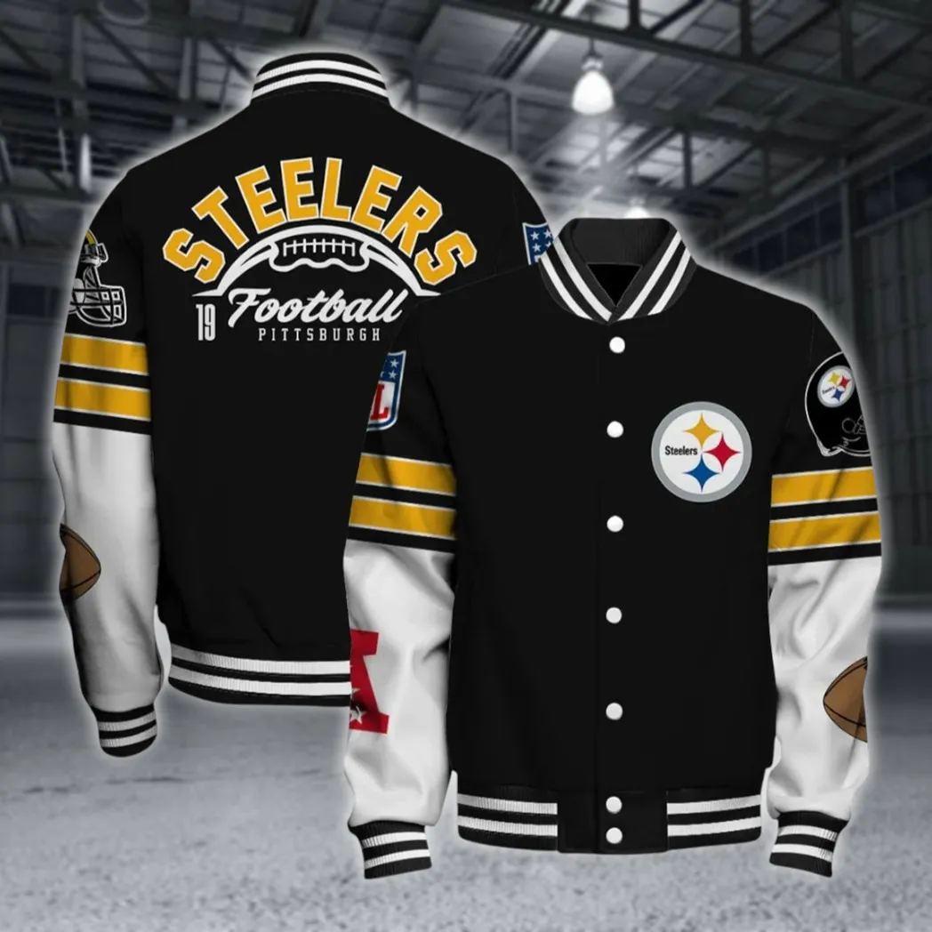 Steel Crew Baseball Jacket, Everyday Varsity Fan Gear NFL550