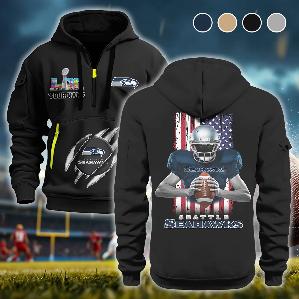 Football Hawk Crew Hoodie Half Zipper, Stadium Ready Comfort HVN1464SS - Black