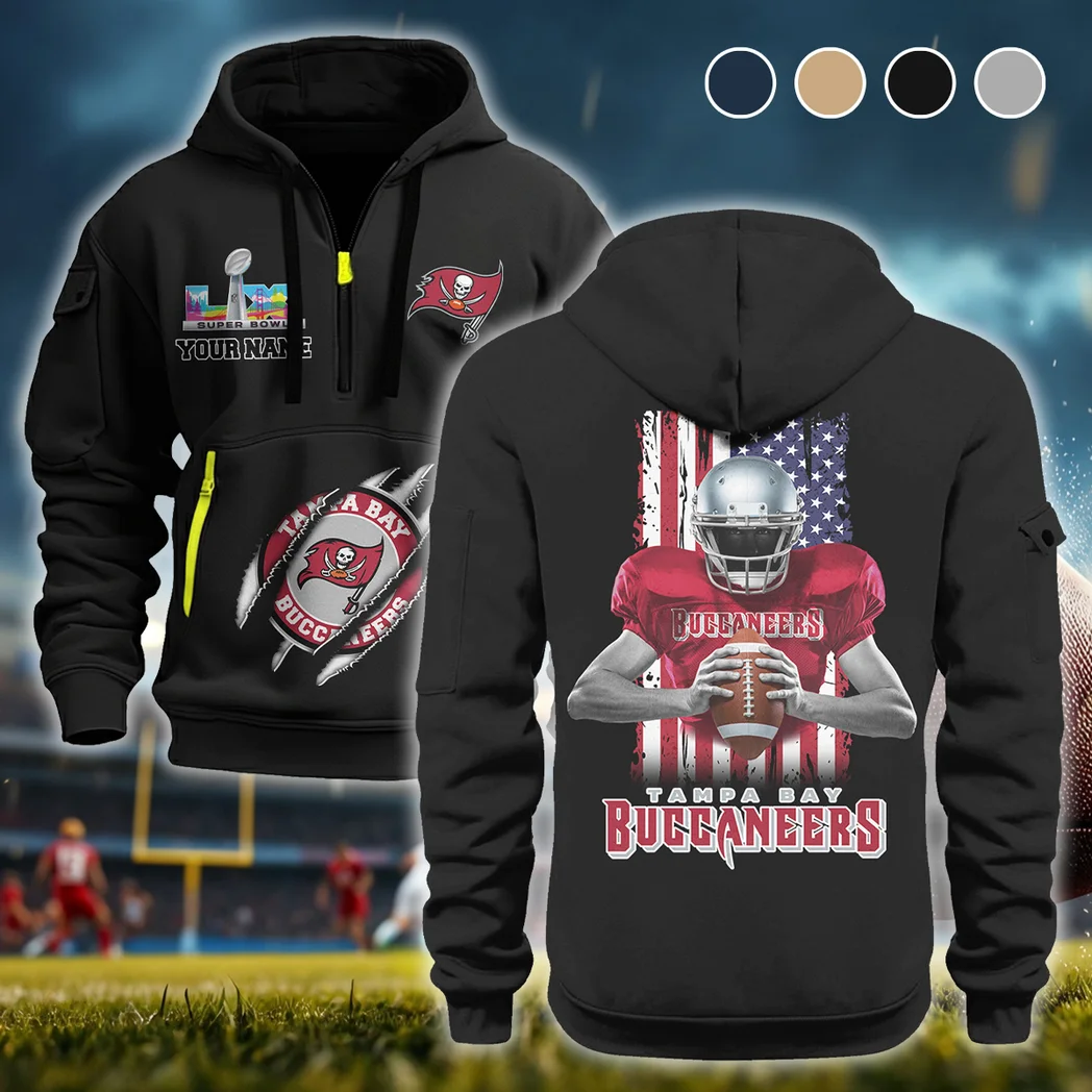 Coastal Army Hoodie Half Zipper, Supporter Half Zip Style HVN1464TB - Black