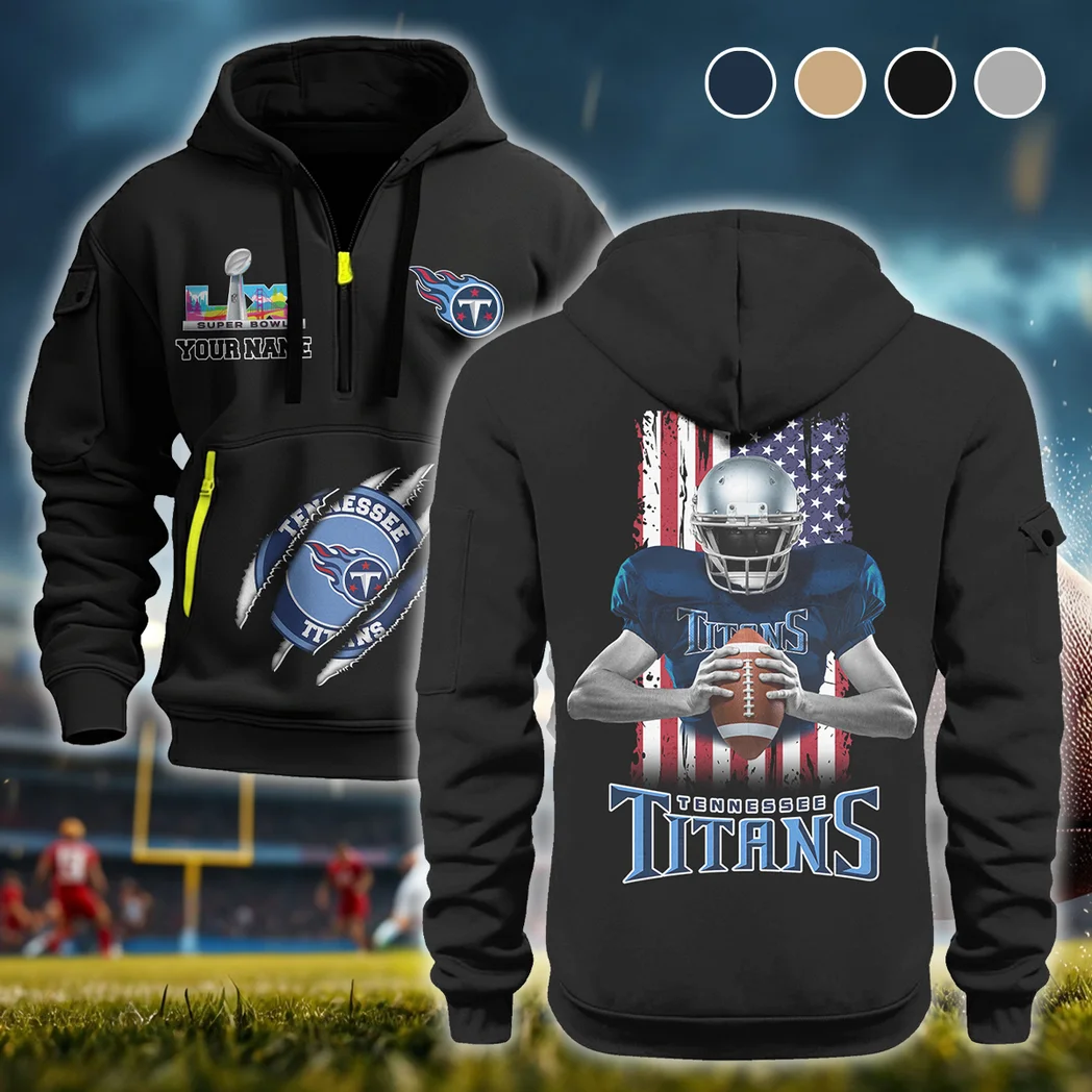 Volunteer Fans Hoodie Half Zipper, True Fan Comfort HVN1464TT - Black