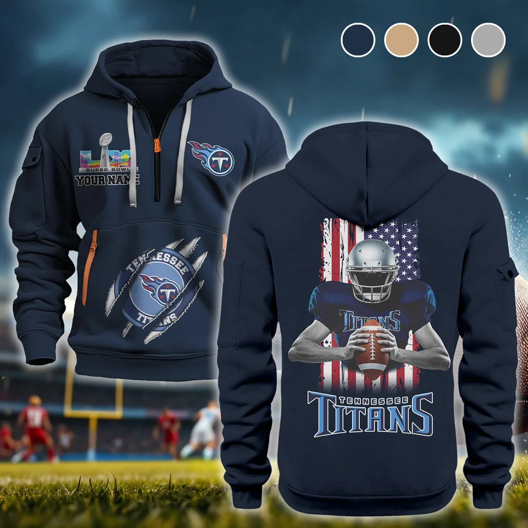 Volunteer Fans Hoodie Half Zipper, True Fan Comfort HVN1464TT - Navy