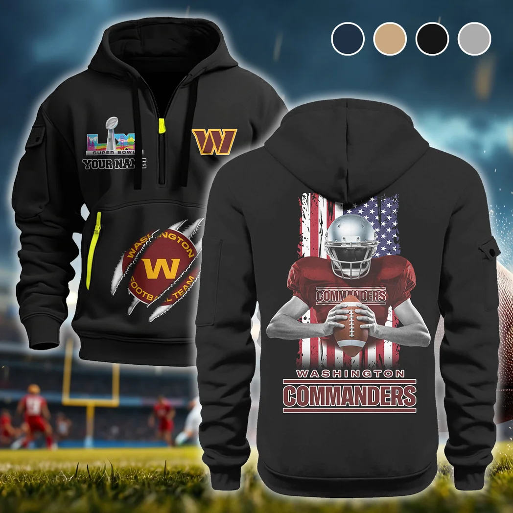 Red Gold Brotherhood Hoodie Half Zipper, Warm Game Day Layer HVN1464WC - Black