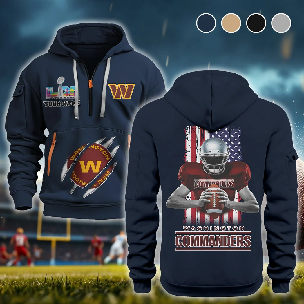 Red Gold Brotherhood Hoodie Half Zipper, Warm Game Day Layer HVN1464WC - Navy