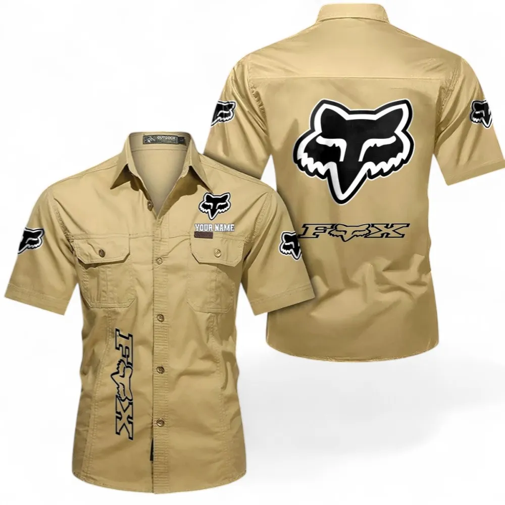 Protective Riding Gear Short Sleeved Shirt, Rider Spirit Button Cotton Shirt CAR392 - Khaki
