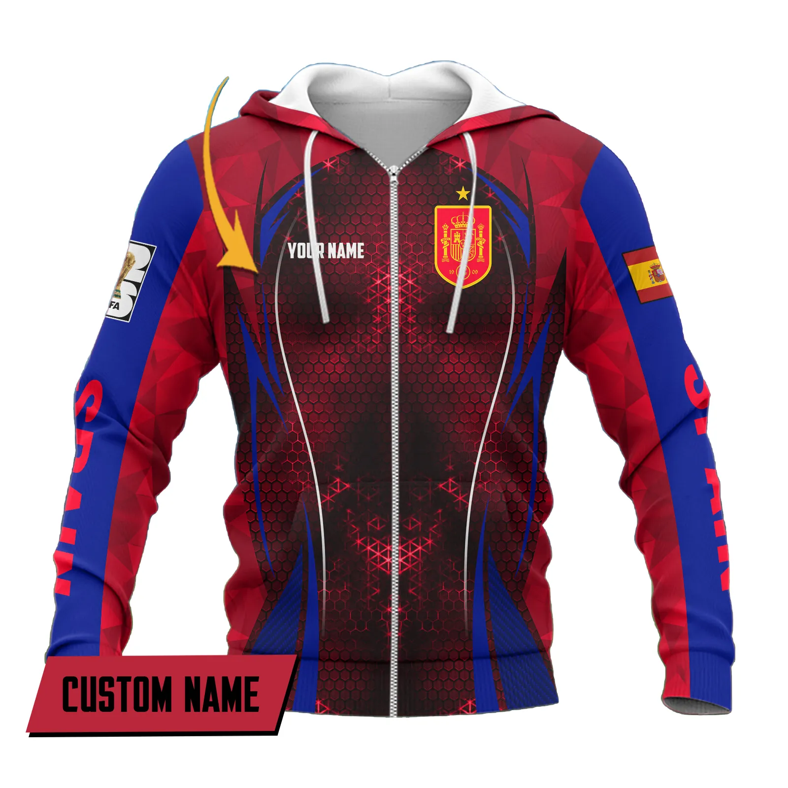 Solar Crest Zipper Hoodie, Casual Sport Full Zip Hoodie FIFA07032026006