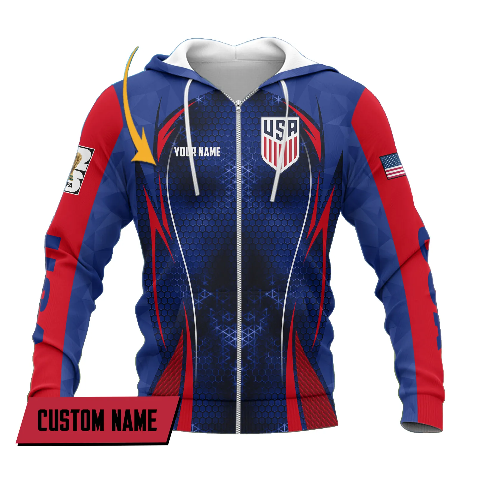 Grand Signal Zipper Hoodie, All Season Fan Full Zip Hoodie FIFA07032026017