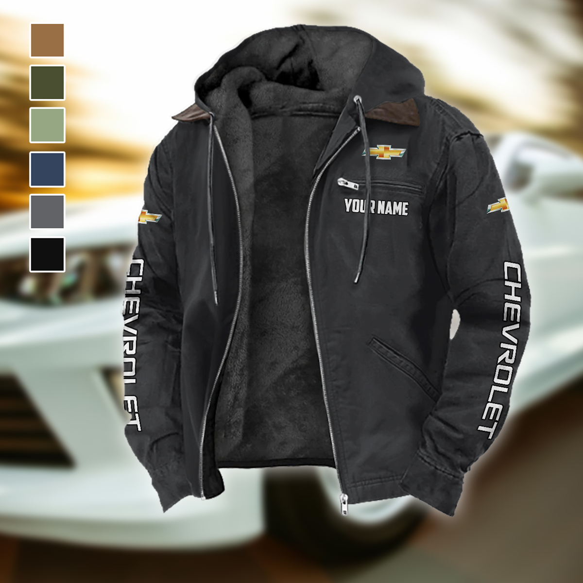 American Car Flannel Hoodie, Sport Fan Flannel Hoodie HVN1582CH - Black