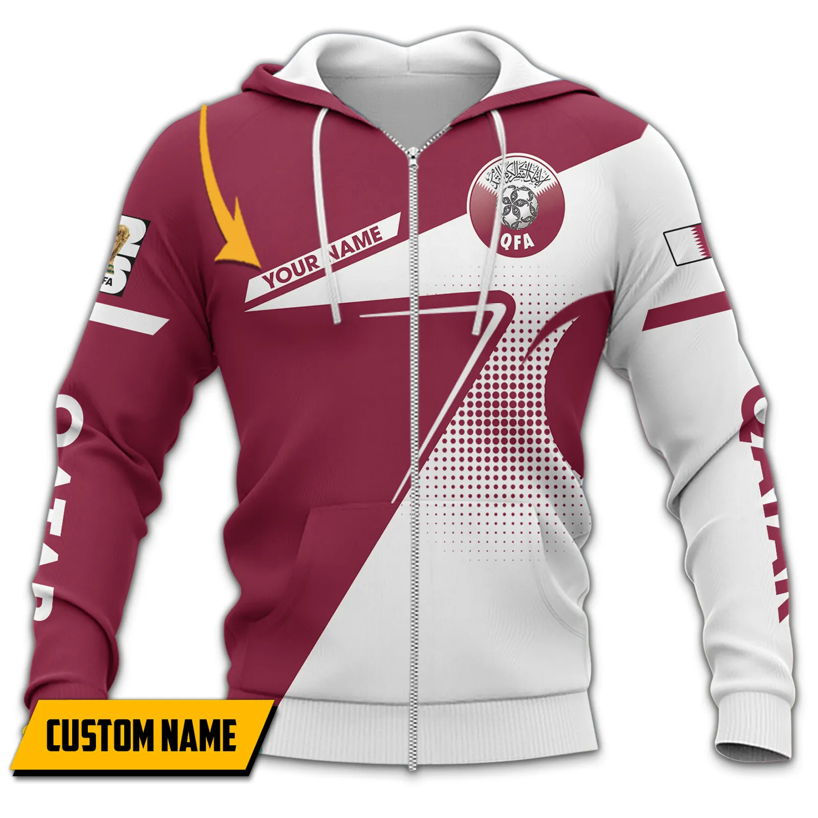Maroon Crest Zipper Hoodie, Sport Culture Hoodie FIFA11041026841