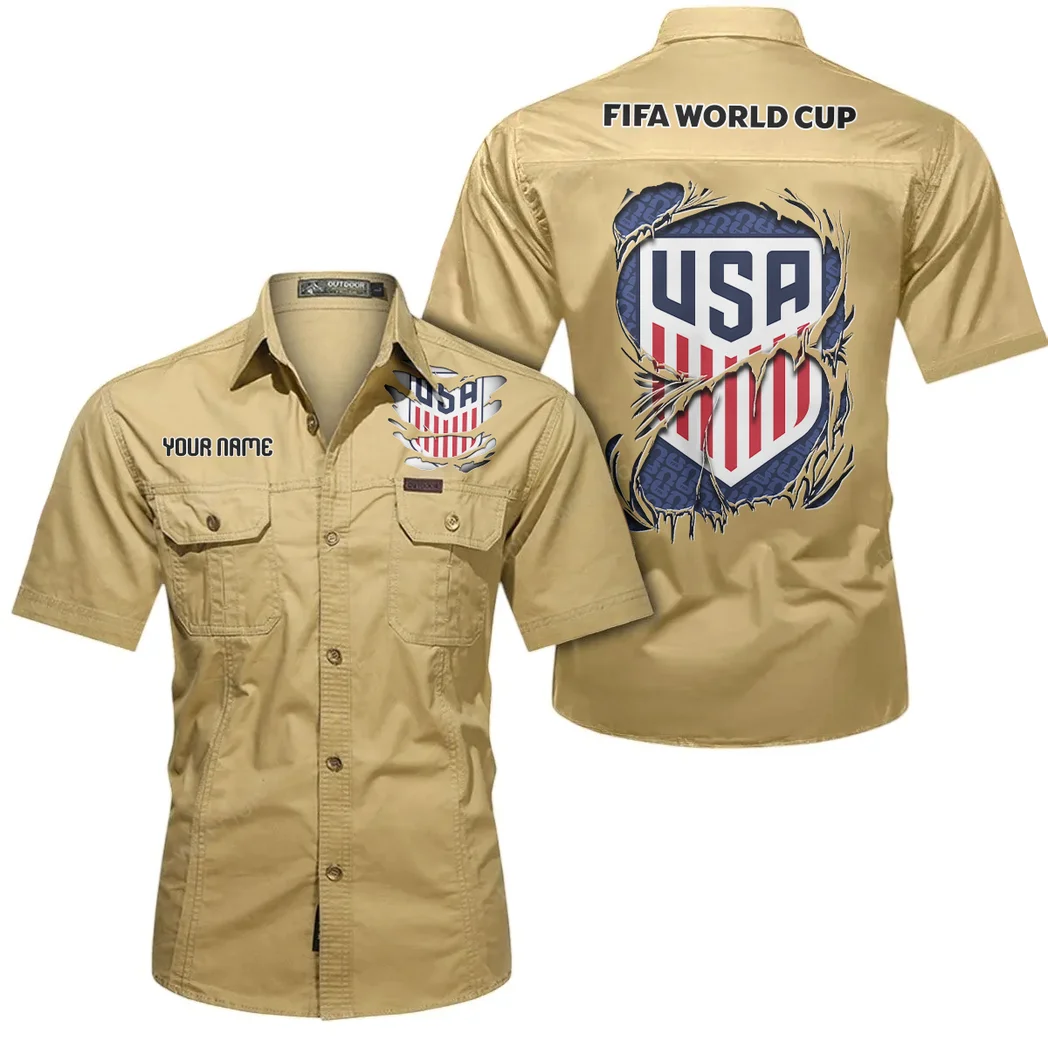 Open Standard Short Sleeved Shirt, Short Sleeve Game Shirt HVN1605US - Khaki