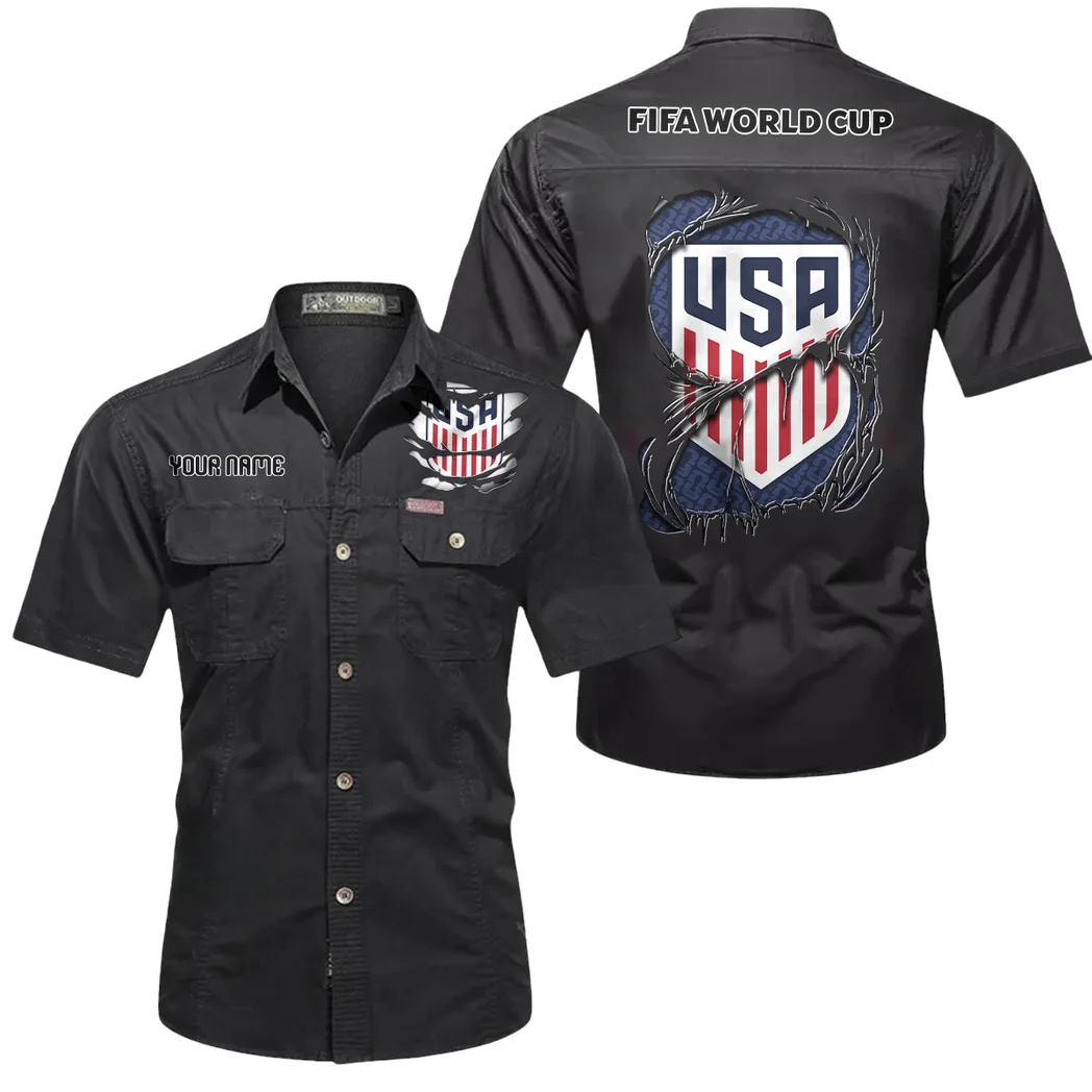 Power Frame Short Sleeved Shirt, Men's Cotton Sports Shirt HVN1605US - Black