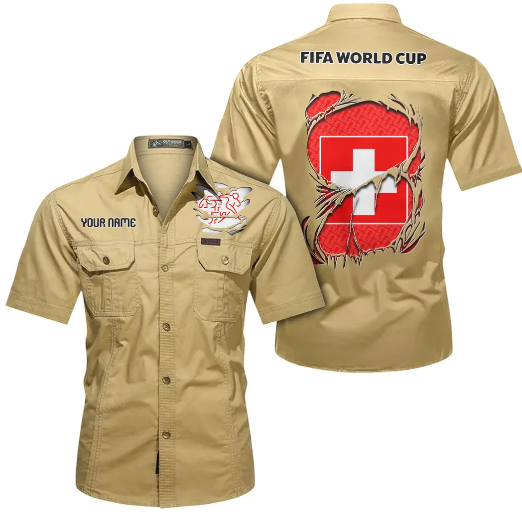 Summit Core Short Sleeved Shirt, Cotton Casual Supporter Shirt HVN1605SW - Khaki